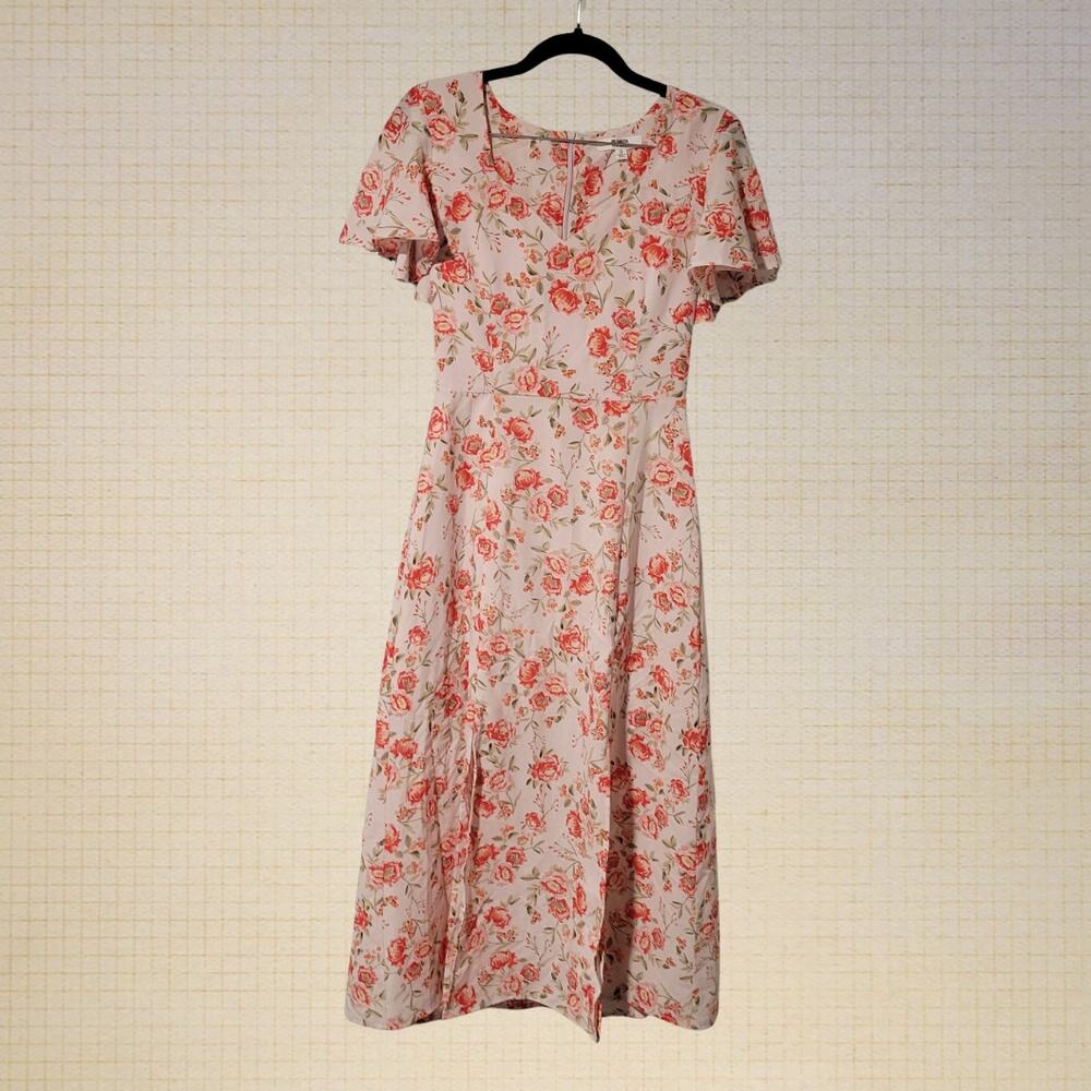 Contemporary Romantic BB Dakota Floral Chiffon Fit Flare Dress Size 0 Pastel